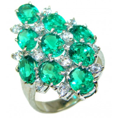 Earth Treasure Authentic Green Topaz .925 Sterling Silver handcrafted ring size 8 1/4