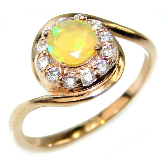 EVOLUTIONARY BEAUTY Genuine 4.5 carat Ethiopian Opal 18K Gold over.925 Sterling Silver handmade Ring size 6 1/4