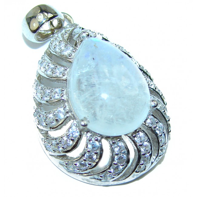 Genuine Fire Moonstone .925 Sterling Silver handcrafted pendant