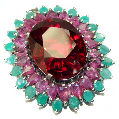 Pure Perfection 26.5 carat Deep Red Topaz .925 Sterling Silver handmade Pendant Brooch