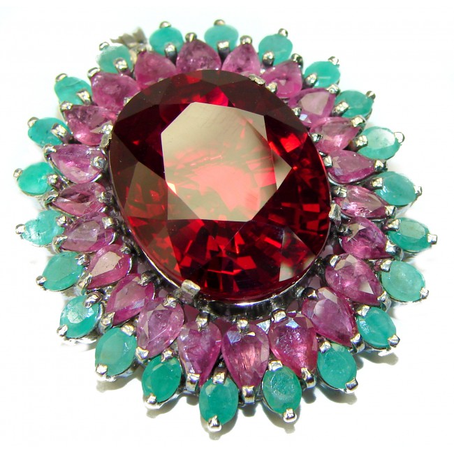 Pure Perfection 26.5 carat Deep Red Topaz .925 Sterling Silver handmade Pendant Brooch