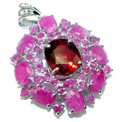 Authentic Raspberry Rouge Red Topaz .925 Coral Sterling Silver handmade pendant
