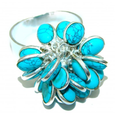 Turquoise Sterling Silver handmade cha cha Ring s. 11