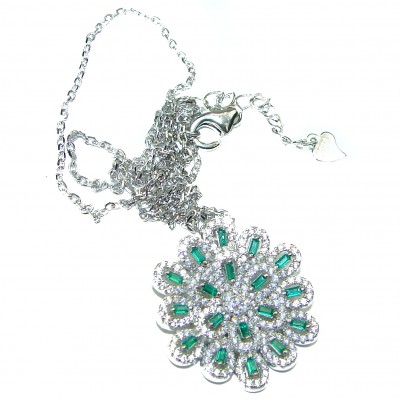 Green Melody Emerald .925 Sterling Silver handcrafted necklace