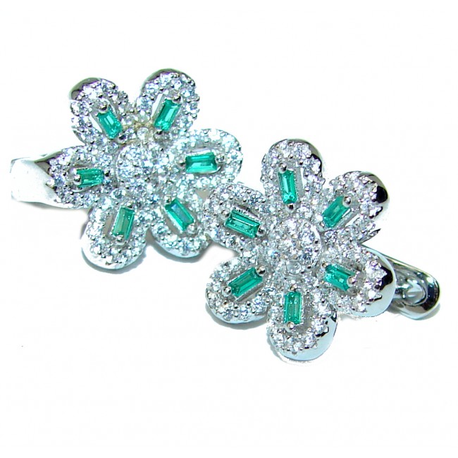 Green Melody Emerald .925 Sterling Silver handcrafted incredible earrings