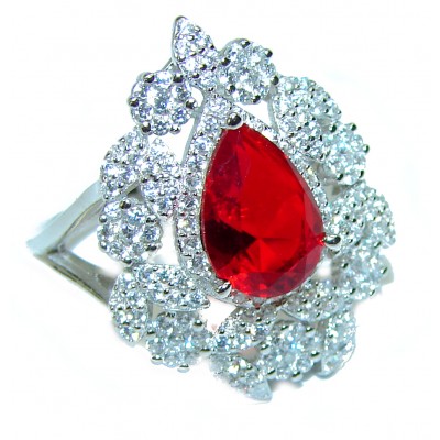Large Red Abundance authentic Garnet .925 Sterling Silver Ring size 7 1/2