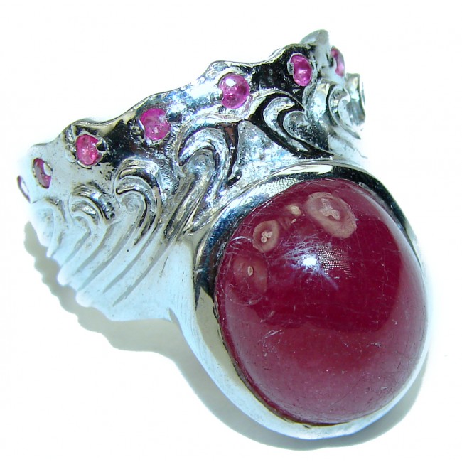 Fancy Authentic Ruby .925 Sterling Silver handmade Ring size 8 3/4