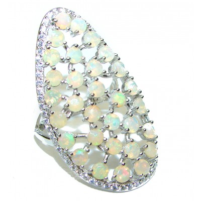 INCREDIBLE BEAUTY Genuine 12.5 carat Ethiopian Opal .925 Sterling Silver handmade Ring size 7 1/4