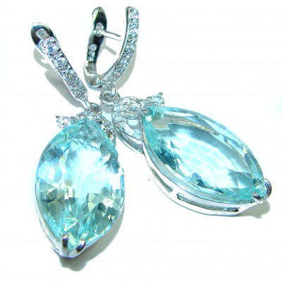 Clear Water Drops Aquamarine .925 Sterling Silver handcrafted Earrings