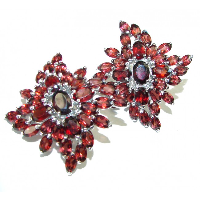 Diva's Dream authentic Garnet .925 Sterling Silver handcrafted Large earrings