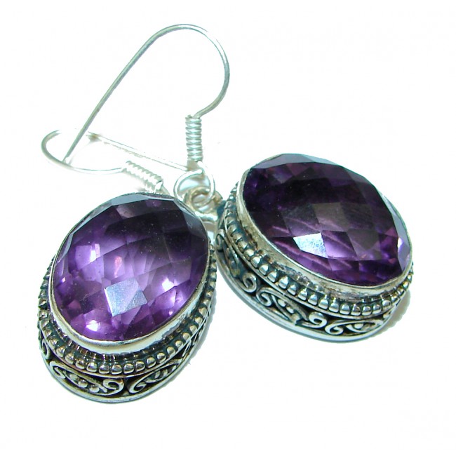 Incredible authentic Amethyst .925 Sterling Silver handcrafted earrings