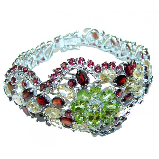 Camille Luxury Authentic Peridot .925 Sterling Silver handmade Bracelet