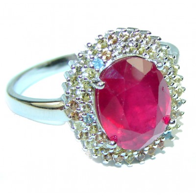 Fancy Authentic Ruby Sapphire .925 Sterling Silver Ring size 8