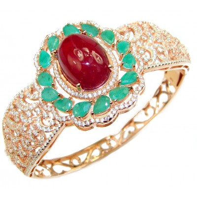 Bianca Luxury Authentic Kashmir Ruby 14K Gold over .925 Sterling Silver handmade Bracelet