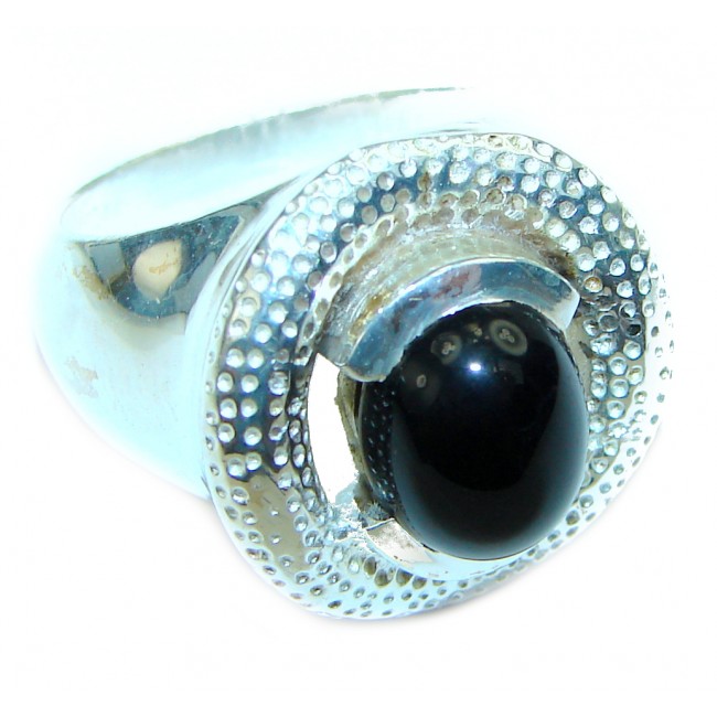 Black Onyx .925 Sterling Silver handcrafted ring; s. 7 1/2
