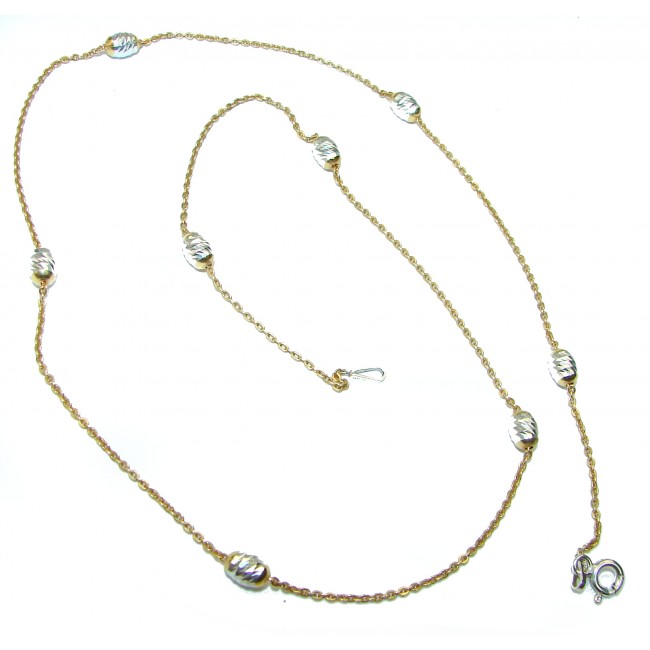 Anchor Yellow Gold over Sterling Silver Chain with beads 18'' long, 2 mm wide