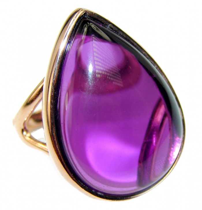 Spectacular Amethyst 14K Gold over .925 Sterling Silver Handcrafted Large Ring size 7