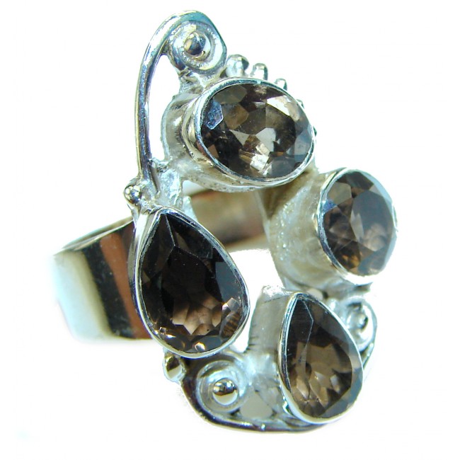 Beautiful Smoky Topaz .925 Sterling Silver Ring size 8