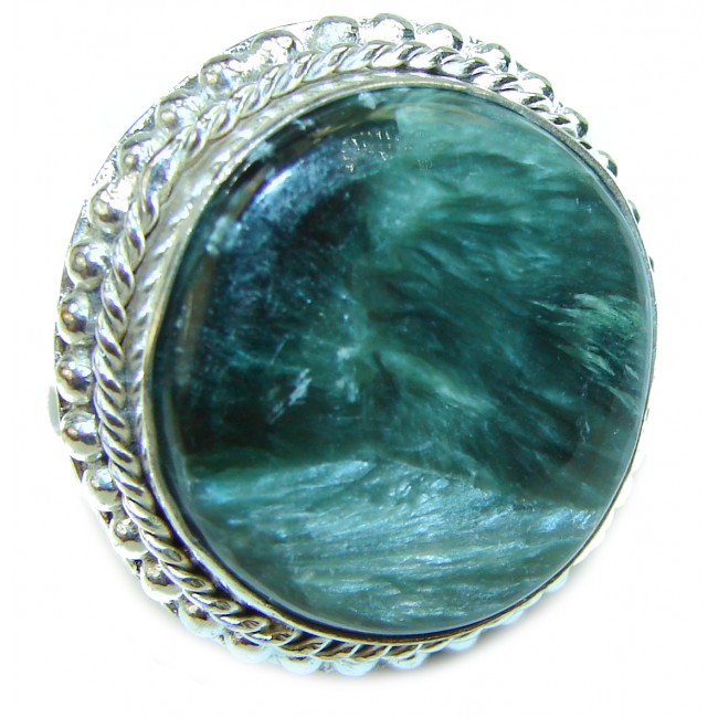 Great quality Seraphinite .925 Sterling Silver handcrafted Ring size 8