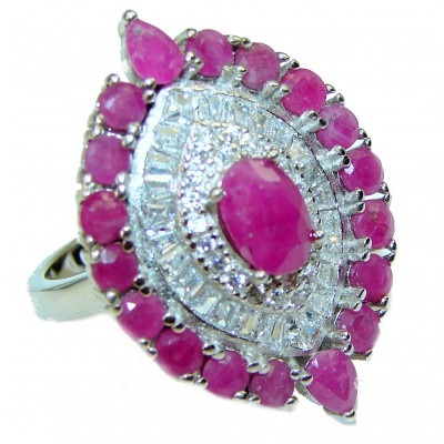 Great quality unique design Ruby .925 Sterling Silver handcrafted Ring size 6