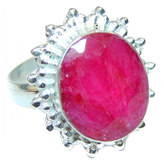 Fancy Authentic Ruby .925 Sterling Silver Ring size 8 3/4