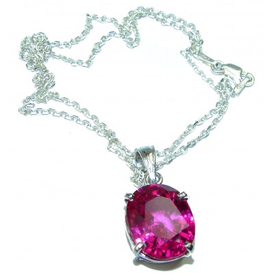 Pink Topaz .925 Sterling Silver handmade 16 inches long Necklace