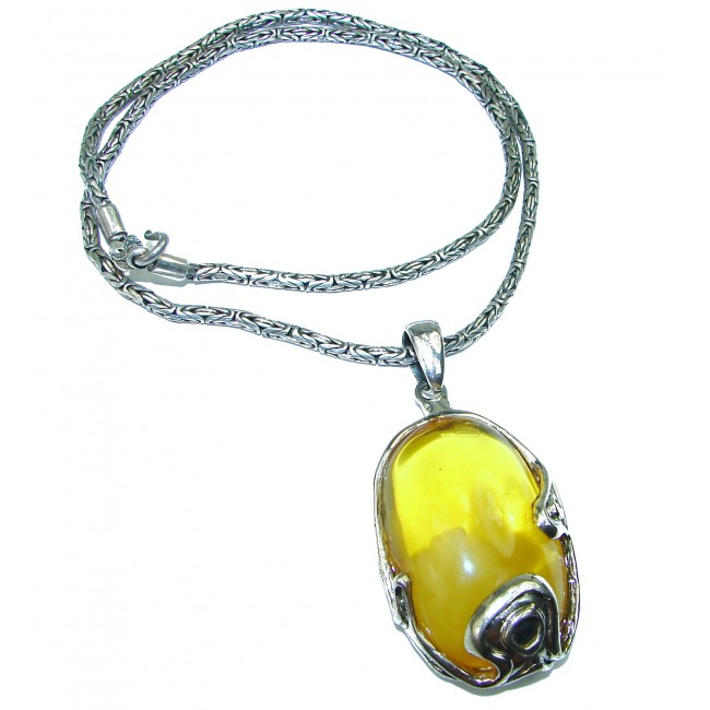 Natural Beauty Golden Polish Amber .925 Sterling Silver handmade necklace