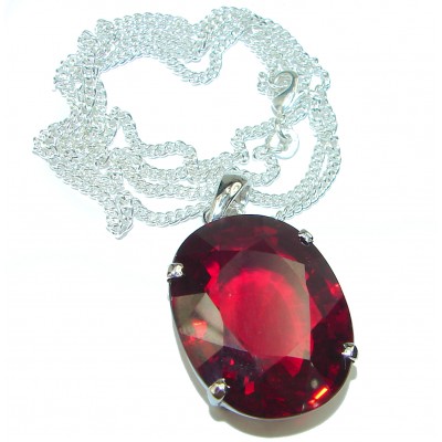 24 inches authentic Electric Red Topaz .925 Sterling Silver handmade Necklace