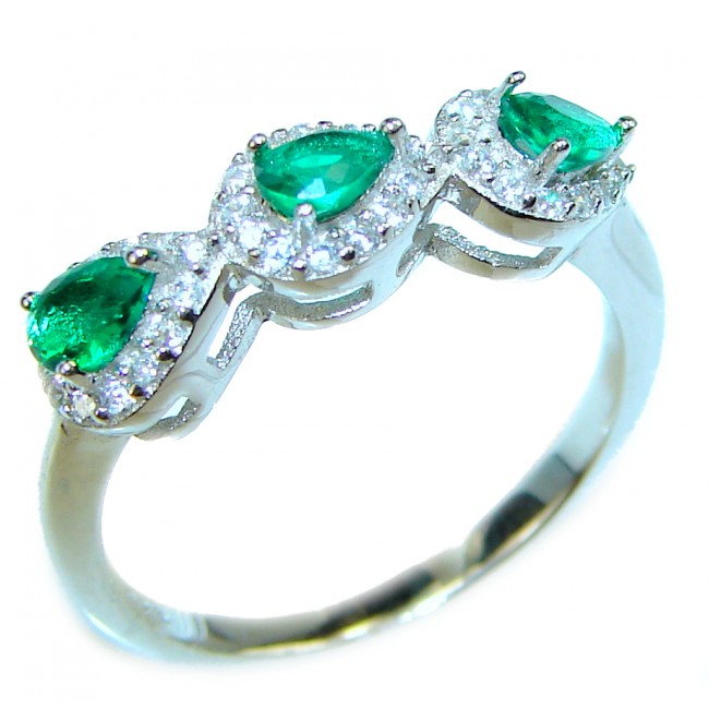 Special Chrome Diopside .925 Sterling Silver handmade ring s. 7