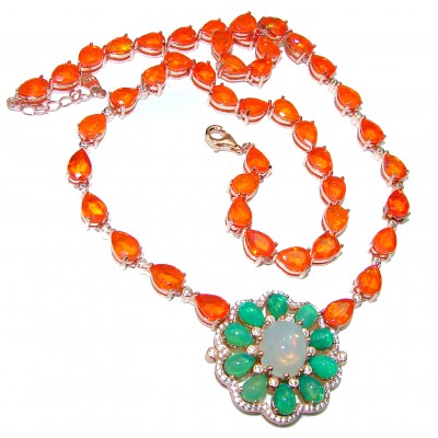 Real Masterpiece Natural Ethiopian Opal 14K Rose Gold over .925 Sterling Silver necklace Necklace