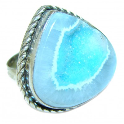 Amazing Crystal Druzy Sterling Silver Ring s. 10
