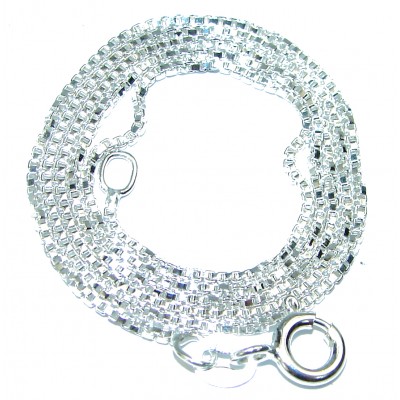 Side Box design Sterling Silver Chain 16'' long, 1 mm wide