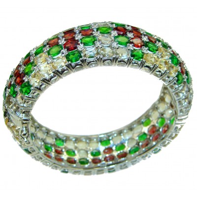 Merry Christmas to you Chrome Diopside Garnet .925 Sterling Silver Bangle bracelet