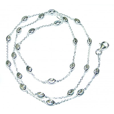 Anchor with moon cut beads Sterling Silver Chain with beads 20'' long, 2 mm wide