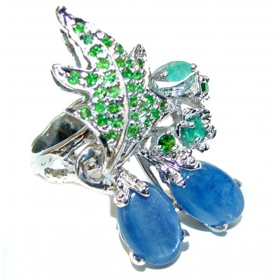 Best quality African Kyanite Emerald .925 Sterling Silver handmade Ring size 9