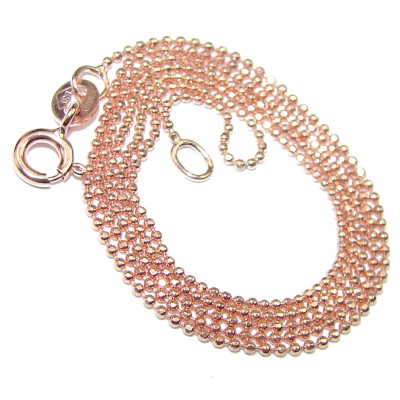 Beads Diamond cut 14K Rose Gold over Sterling Silver Chain 18'' long, 1 mm wide
