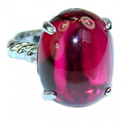 Mesmerizing Vivid Red Topaz .925 Sterling Silver handcrafted Ring size 5 3/4