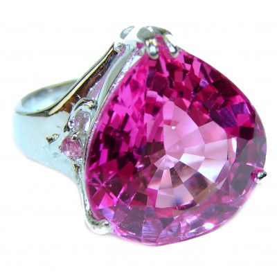 Pink Diva pear cut 23.5 carat Pink Topaz .925 Silver handcrafted Statement Ring s. 7
