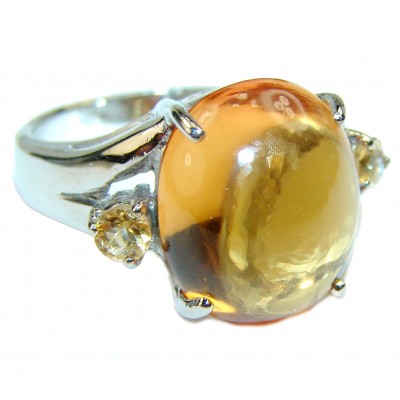 Royal Style 14.5 carat Citrine .925 Sterling Silver handmade Ring s. 8