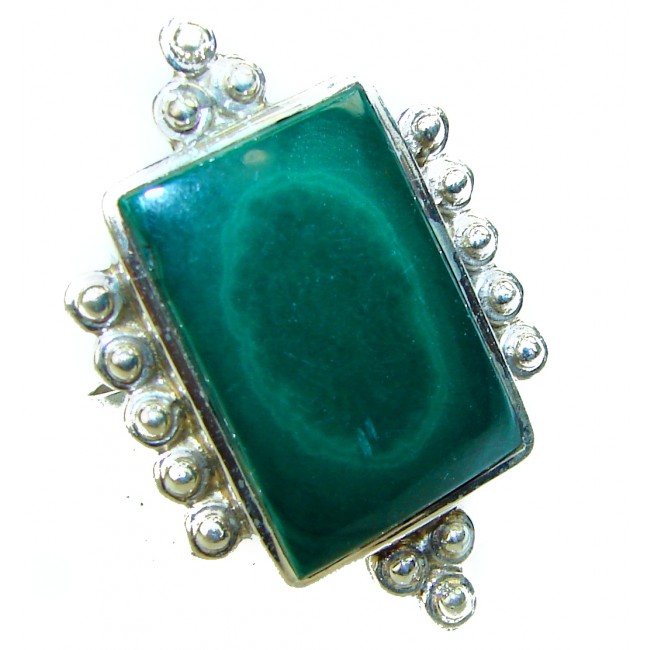Green Beauty Malachite .925 Sterling Silver handcrafted ring size 7 3/4