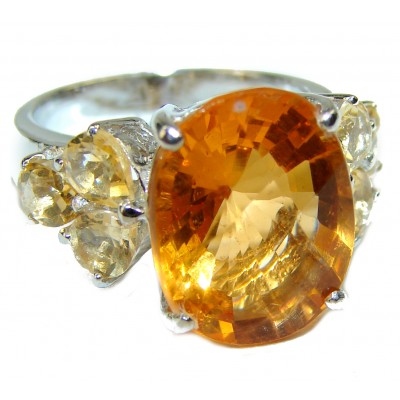 Vivit Yellow Topaz .925 Sterling Silver handcrafted Large ring; s. 7