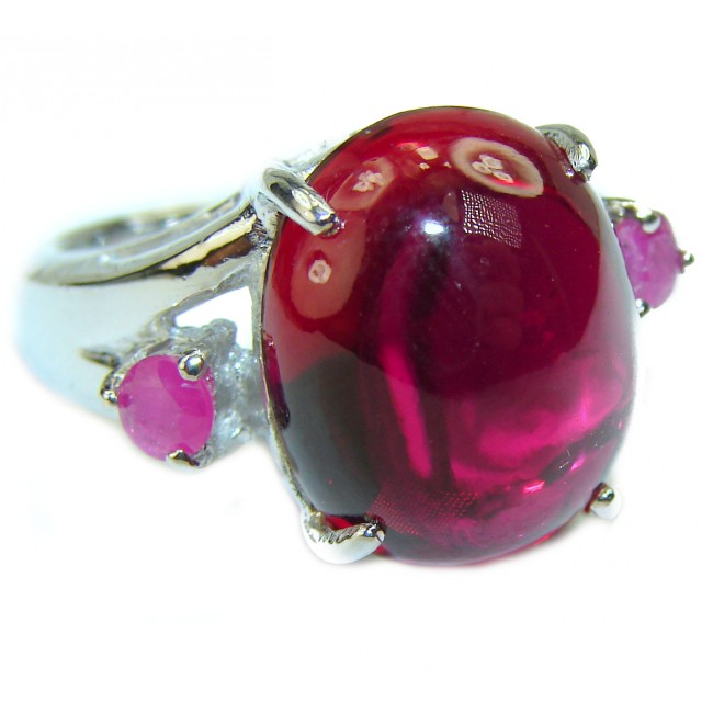 Red Beauty unique Ruby .925 Sterling Silver handcrafted Cocktail Ring size 6