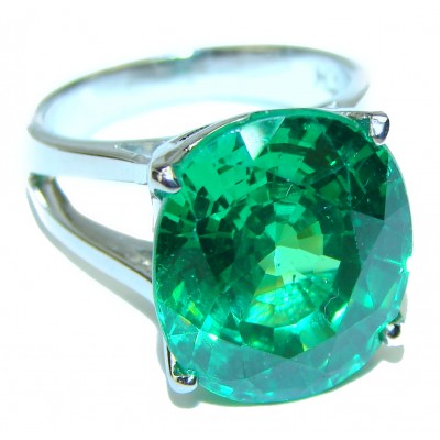 Power of Nature 44.2 carat Green Topaz .925 Sterling Silver handcrafted Ring s. 7
