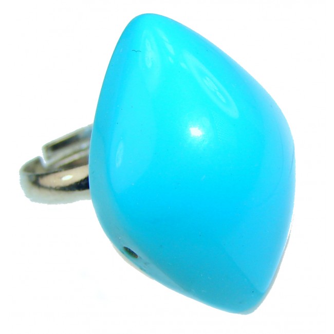 Lab. Turquoise .925 Sterling Silver handcrafted Ring size 7 1/2