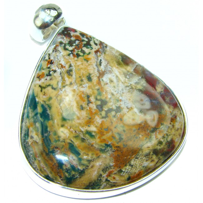 Large Fancy Bloodstone .925 Sterling Silver handmade pendant