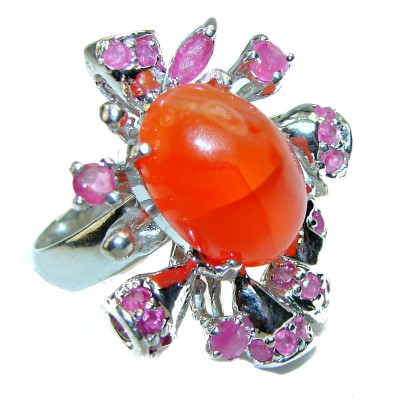 Orange Power Carnelian .925 Sterling Silver handmade ring s. 8 1/4