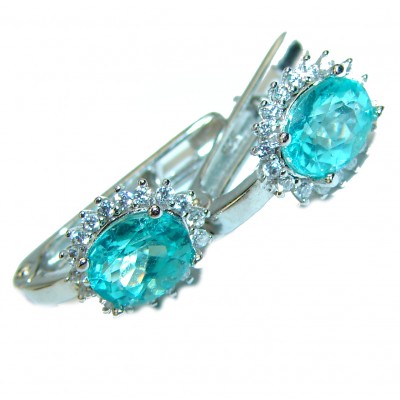 Paraiba Tourmaline .925 Sterling Silver handcrafted earrings