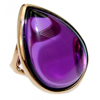 Spectacular Amethyst 14K Gold over .925 Sterling Silver Handcrafted Large Ring size 6 1/4