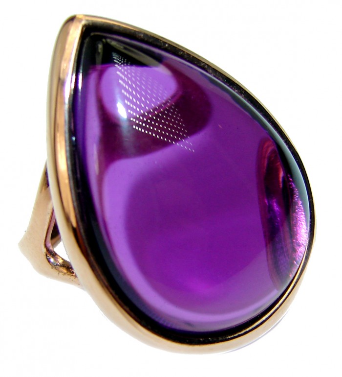 Spectacular Amethyst 14K Gold over .925 Sterling Silver Handcrafted Large Ring size 6 1/4
