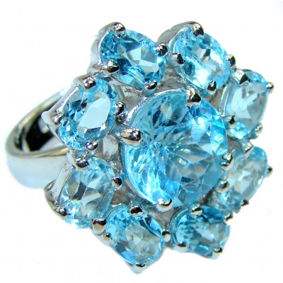Pacifica genuine Swiss Blue Topaz .925 Sterling Silver handmade Ring size 8